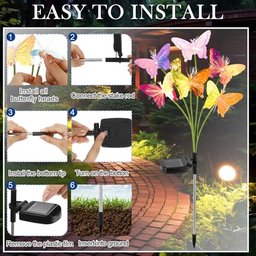 4 Pack Solar Butterfly Lights Outdoor Garden, 6 Head Solar Swaying Pathway Stake Lights Waterproof for Yard Lawn Patio Walkway Landscape Decor - style: Butterfly