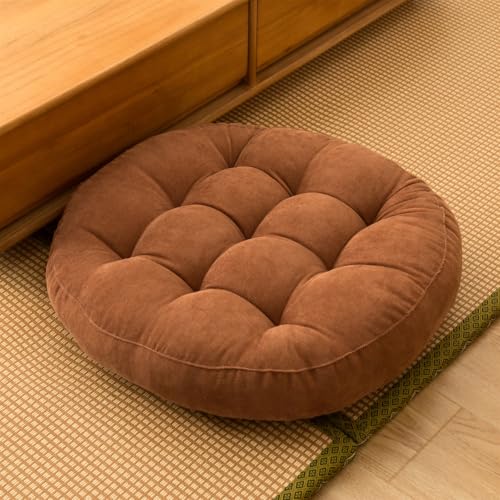 SK Studio Meditation Floor Pillow, Large Floor Cushions, Round Floor Cushion Seating for Adults Kids, Classroom Furniture Floor Pillow for Yoga Living Room, Brown, 17" W x 17" L (Pack of 1) - color: Brown, size: 17"W x 17"L (Pack of 1)