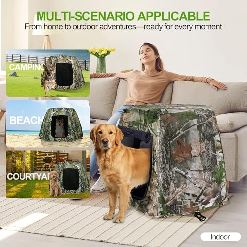 Dog Tent for Medium & Large Dogs, Pop Up Dog Enclosure, Waterproof Pet Tent with Zipper & Ground Spike, Portable Pet Playpen for Camping Beach, Puppy Tent Outdoor/Indoor 37.4x37.4x24.4 inch (Size L) - size: L 37.4x37.4x24.4 inch