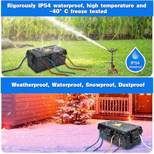 Hrensaw Medium Outdoor Electrical Box(10.6x5.5x4.5inch),Weatherproof Connection Box w/6 Cable Entry,IP54 Waterproof Extension Cord Cover Protect Power Strip,Timer,Plug,Holiday Lights,Black - color: Black, size: Medium