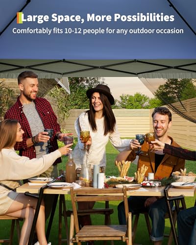 Garvee 12x12FT Pop Up Gazebo with Mosquito Netting, Outdoor Canopy Tent Easy Setup for Backyard Patio Garden Deck, Navy Blue - color: Navy Blue, size: 12FT