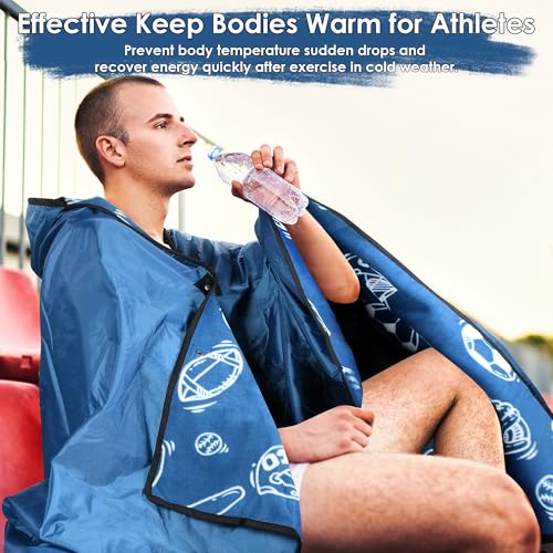 Catalonia Waterproof Stadium Blanket, Windproof Wearable Poncho for Football Sideline & Sports Events for Fans, Portable, Durable Outdoor Blanket for Camping & Tailgating - color: Blue / Football