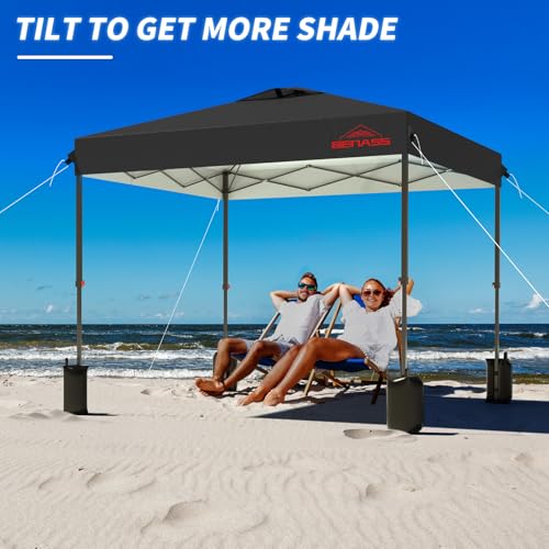8x8 Pop Up Canopy, Easy Up Canopy Tent, Heavy Duty Tents for Parties, One Person Set Up Event Tent, Black - color: Black, size: 8x8