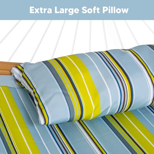 SUNCREAT Portable Outdoor Hammock with Stand Included, Double Hammock with Stand for Outside, Yellow Blue - color: Yellow Blue