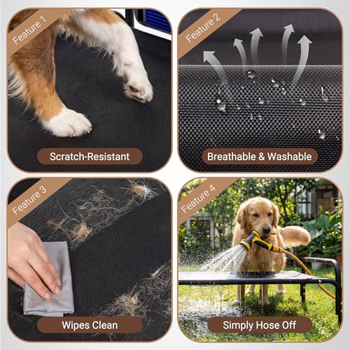 Tailwaggz Elevated Outdoor Dog Bed with Fan - Cooling Dog Bed for Large Dogs, Waterproof Cot Easy to Assemble, 3 Wind Speed, Raised Dog Bed with Washable Mesh Cover, Durable, Non Slip, Up to 85 lbs - size: Medium