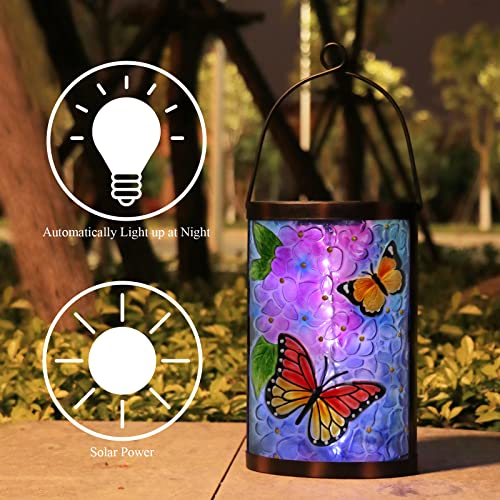 MUMTOP Hanging Solar Lantern Outdoor Waterproof LED Solar Lights Butterfly Decorative Solar Lanterns Tabletop Lamp for Outdoor Patio Garden Yard Decor - style: Butterfly
