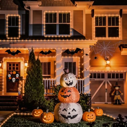 YEGUO Orange Solar Halloween Lights, 66ft 200 LED Solar Rope Lights Outdoor Waterproof, 8 Modes Fairy Lights in Clear Thin Tube - color: Orange