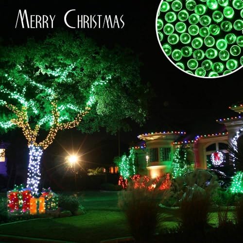 Joomer Green Solar String Lights, 39FT 100LED Solar Powered Outdoor Fairy Lights, Waterproof 8 Modes Twinkle String Light for Garden Patio Yard Tree Wedding Christmas Decor - color: Green