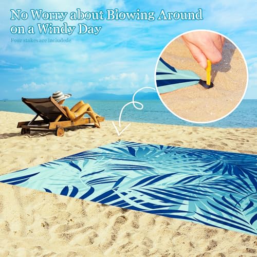 Beach Blanket Waterproof Sandproof 1-7 Adult Oversized 78 '' × 81 '' Lightweight Durable Compact Sand Free Extra Large Beach Mat for Travel Camping Hiking Picnic Blanket - color: Leaves1, size: 78“x81”