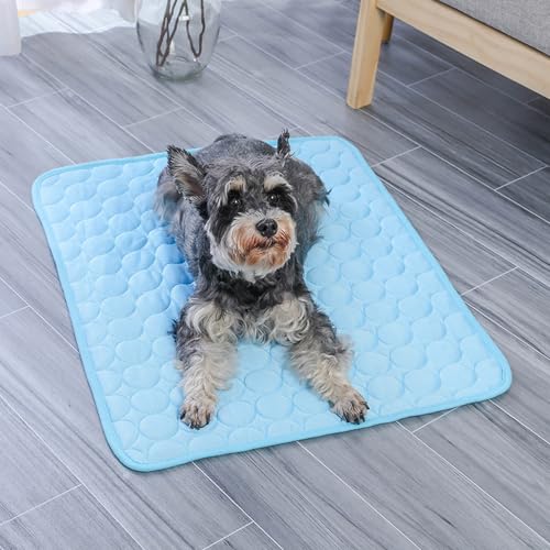 Generic Dog Cooling Mat, Pressure Activated Pet Cooling Mat for Dogs Cats, Non-Toxic Self Cooling Pad for Dogs Cats in Hot Summer Cool Pad Washable & Easy Clean (27''x 21''), BLUE