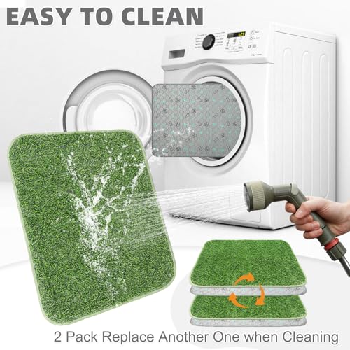 KOOLTAIL Dog Grass Pad with Washable Pee Pads for Puppy Potty Tray,2 Pack 20"*25" Soft Artificial Turf Multipurpose Reusable Grass Patch Pads for Dogs Litter Box, Leakproof for Doggie Training Indoor - size: 20" X 25" (2 Pack)
