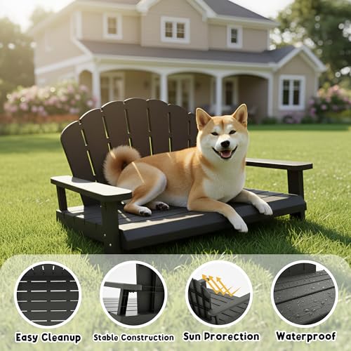 Fancyango Resin Dog Sofa Indoor Outdoor Waterproof Bed Stable Resin Comfort Design - Easy Assembly in Minutes (Black 35.24''*29''*18.5'') - color: Black