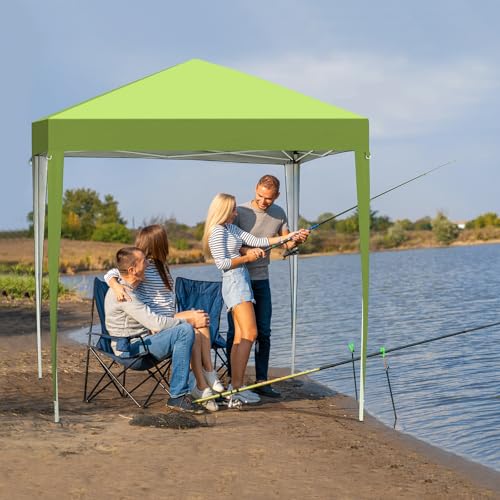 VINGLI 6.5x6.5 Pop Up Canopy Tent with Sidewalls, Outdoor Gazebo Canopy Tent, Patio Event Tents Outdoor Event Shelter for Parties (Lime Green) - color: Lime Green, size: 6.5x6.5