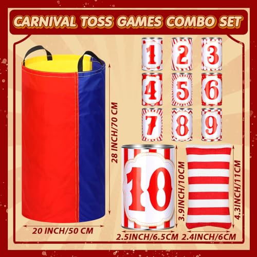 34 Pcs Carnival Play Set 5 in 1 Carnival Can Soft Plastic Cones Ring Toss ‌Sport‌ Bean Bag Toss Lawn Party Outdoor Supplies Birthday Party Backyard Events Summer