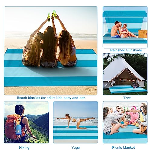 BYDOLL Beach Blanket Waterproof Sandproof 10'×9' 1-8 Adults Oversized Lightweight Large Picnic Mat Waterproof Sandproof Blanket for Beach Camping Hiking Travel