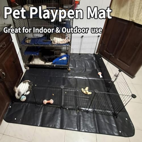 Waterproof Pet Playpen Mat for Rabbits & Guinea Pigs & Dogs – 59"x59" Reusable Floor Protector Liner for Indoor Small Animal Cage, Easy Clean Foldable Bottom Tarp for Playpen & Hutch Use - size: 59x59in