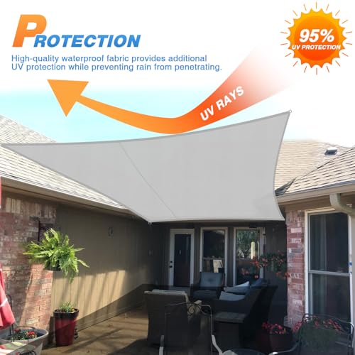 TANG 5'x5' Waterproof Sun Shade Sail Rectangle Outdoor Canopy UV Block Shade Cloth with Curved Edge for Patio Backyard Pool Pergola Cover, Light Grey - color: Light Grey, size: 5'x5'