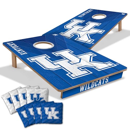 YouTheFan NCAA 2’ x 3’ Wood Cornhole Game with Logo Bags - color: Kentucky Wildcats, size: 2' X 3'