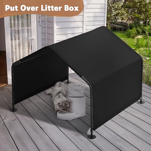 Dog Shade Shelter Outdoor 4'x4'x3' Tent for Large Medium Dogs, Outside Sun Rain Canopy Pet House for Cats Pigs Livestock with Waterproof Roof Ground Nails,Black - color: Black