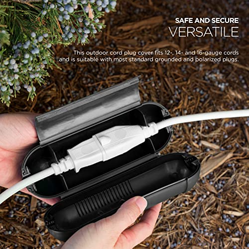 UltraPro Outdoor Extension Cord Safety Cover, Weather Resistant, Protect Outdoor Outlet, Christmas Holiday Decoration Light, 65559 | Black - color: Black, size: 1 Pack