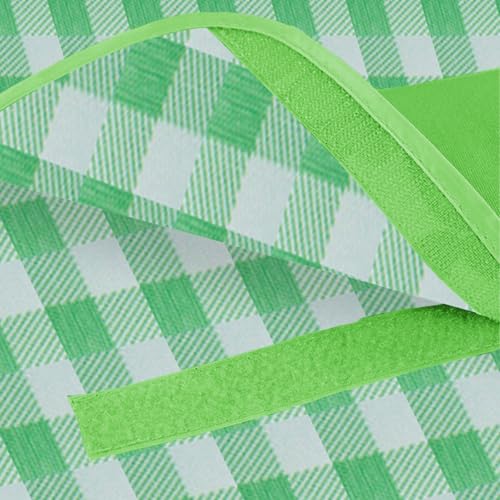 Picnic Blanket 77 x 79 Inches Waterproof Oxford Fabric Picnic Blanket Portable and Foldable Outdoor Mat for Camping, Beach, and Family Picnics - color: Green&white