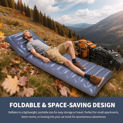 Taiwang Inflatable Pool Beach Lounge Chair - Portable Air Sofa for Indoor Outdoor Use, Compact Foldable Design with Headrest, 86.61x30.71 Inch (Light Gray) - color: Light Gray