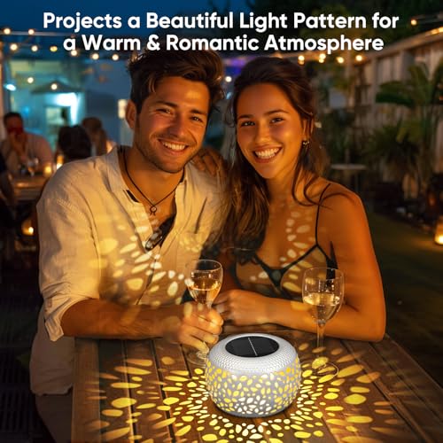 Solar Lanterns Outdoor Waterproof: 2 Pack White Hollow Out Metal Solar Lights - 2 Lighting Colors Outside Garden Yard Porch Indoor Tabletop Retro Decorations - Unique Gifts for Women Mom Wife - size: White 2 Pack