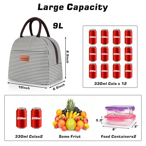 BALORAY Lunch Bag for Women Men Insulated Lunch Box for Adult Reusable Lunch Tote Bag for Work, Picnic or Travel(Black White Stripes) - color: Black white stripes, size: M