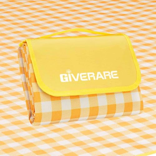 Picnic Beach Blanket Extra Large, 99x60in XL Sandproof Waterproof Outdoor Camping Blankets, Sand Free Oversized Mat, Quick Drying Portable Mats for Travel, Hiking, Music Festival, Lawn-Yellow - color: Yellow, size: 5' x 8'3"