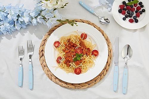 ANNOVA Silverware Set, Retro/Rivet Colorful Stainless Steel Tableware Kitchen Flatware Set Utensils, Includes Dinner Knives, Forks, Spoons, Salad Forks & Dessert Spoons (Sky Blue, 20 Pieces) - color: Light Blue, size: 20 Pieces