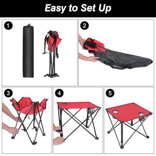 Moclever 2PCS Foldable Camping Table–Ultralight Portable Table with Cup Holders&Carry Bag, Perfect for Outdoor Adventures,Picnic,Beach, BBQ,Hiking & Home Use - style: 2Pcs Red