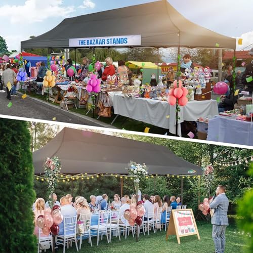COBIZI 10x30 Pop Up Canopy Tent Heavy Duty with 8 Removable Sidewalls, Commercial Portable Tents for Parties Ez Up Canopy All-Weather Windproof & Waterproof and UPF 80+ Wedding Tent - color: Gray, size: 10x30FT