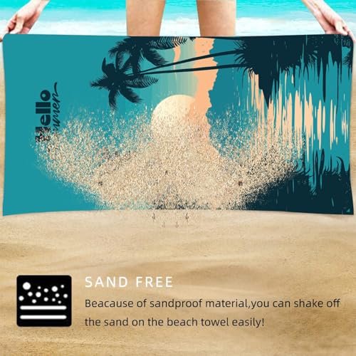 Tropical Beach Towel for Travel and Pool Quick Dry Lightweight Sand Resistant Coastal Vacation Accessory - color: Coastal Print 03