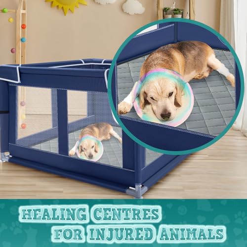 XVISHX 42x42 Inches Puppy Playpen with Dog Pads, Dog Playpen for Puppies or Small Dogs, Pet Playpen for Indoor & Outdoor, Sturdy Safety DogPen with Thickened Fabric, High-Strength Nylon Wire Mesh - style: 42X42 IN With Pad