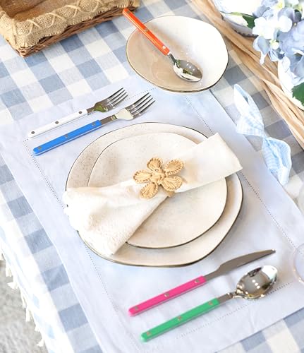 ANNOVA Silverware Set, Retro/Rivet Colorful Stainless Steel Tableware Kitchen Flatware Set Utensils, Includes Dinner Knives, Forks, Spoons, Salad Forks & Dessert Spoons (Rainbow Mix, 10 Pieces) - color: Rainbow Mix