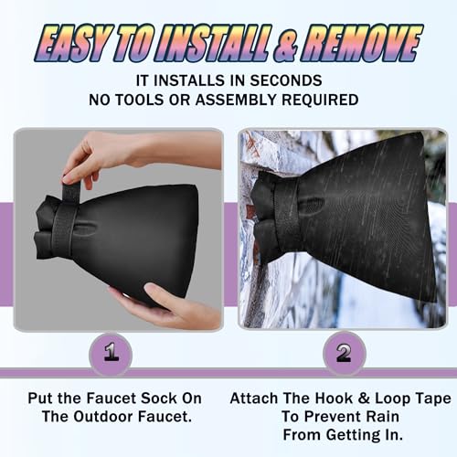 Outdoor Faucet Covers for Winter, 13" W x 25" H Outside Yard Hydrant Protector Socks Winter, Insulated Hose Bib Protector Cover, Spigot Pipe Cover Freeze Protection - Beige - color: Beige, size: 13" W x 25" H