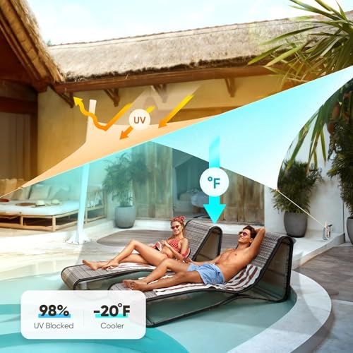 Quictent 20x16ft Rectangular Sun Shade Sail 185G HDPE Canopy 98% UV Block Outdoor Patio Garden Commercial Deck with Hardware Kit (White) - color: White, size: 20 x 16 ft, style: Rectangle