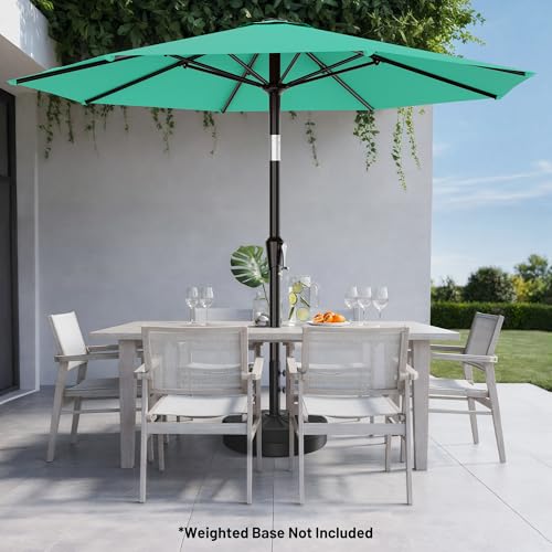 AreShark 10 FT Outdoor Patio Umbrella, Patio Table Umbrella with Push Button Tilt and Crank, Outdoor Patio Umbrellas with 8 Fiberglass Ribs, Patio Umbrellas for Market, Garden, Pool (Aqua Sky) - color: Aqua Sky