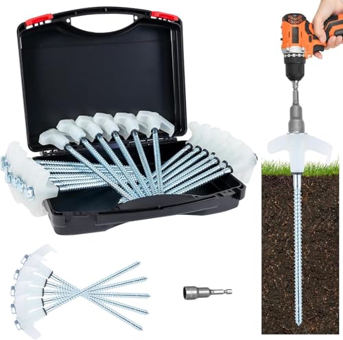 8" Screw in Tent Stakes Heavy Duty, Ground Anchors Screw in, Metal Threaded Tent Spikes, Camping Pegs for Canopies & Gardening Inflatable Decor (20 PCS Luminous) - style: 20 PCS Luminous