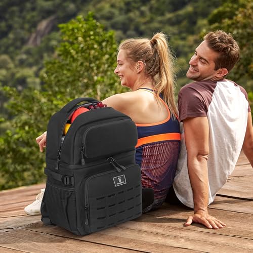 VS VOGSHOW Insulated Double Deck Cooler Backpack for Men Women, 36 Cans Large Leakproof Cooler Bag for Camping, Hiking, Picnic, Fishing, Beach, Travel - color: Black