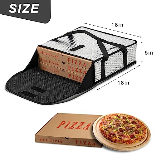 Pizza Bags for Delivery 18" X 18" X 5" - Moisture-Free, Professional Thermal Pizza Warmer, Heavy-Duty Food Carrier, Suitable for Restaurants,Picnic Uber Eats & Door Dash（ Silver） - color: Silver, size: 18" x 18" x 5"