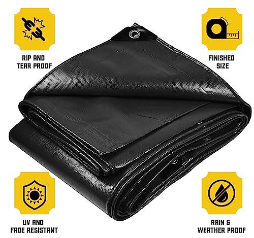 Core Tarps Extreme Heavy Duty 20 Mil Tarp Cover, Waterproof, UV Resistant, Rip and Tear Proof, Poly Tarpaulin with Reinforced Edges for Roof, Patio, Pool, Boat (Black 30′ X 30′) - color: Black-20 Mil, size: 30′ X 30′