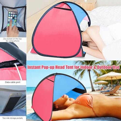 Mini Pop Up Beach Tent, Automatic Instant Mini Dog Tent for Dog Shade & Head Canopy, Laptop Shade for Working Outside, Portable Lightweight Mini Pop Up Canopy for Camping Hiking Picnic (Blue-Red) - color: Blue-Red