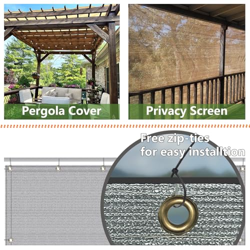POYEE 90% 10x20ft Sun Shade Cloth for Outdoor Deck Backyard Patio Garden Pergola Cover Canopy Gray - size: 10x20ft