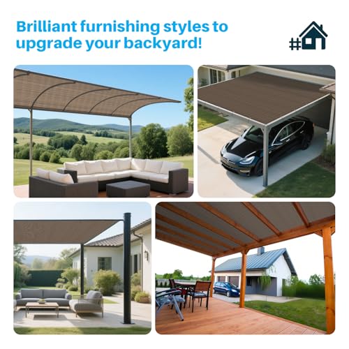 Patio Paradise 5' x 14' Sun Shade Cloth with Grommets Rectangle Shade Sail Straight Edge, Outdoor Patio Shade Canopy Pergola Cover UV Block Fabric for Backyard Deck Garden Activities, Brown