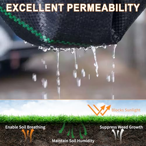 6FT X 328FT Garden Weed Barrier Landscape Fabric Heavy Duty Ultra Thick Premium Weeds Control Mat Ground Cover Weed Block Gardening Mat, 40 Ground Stakes Included - size: 6ft x 328ft