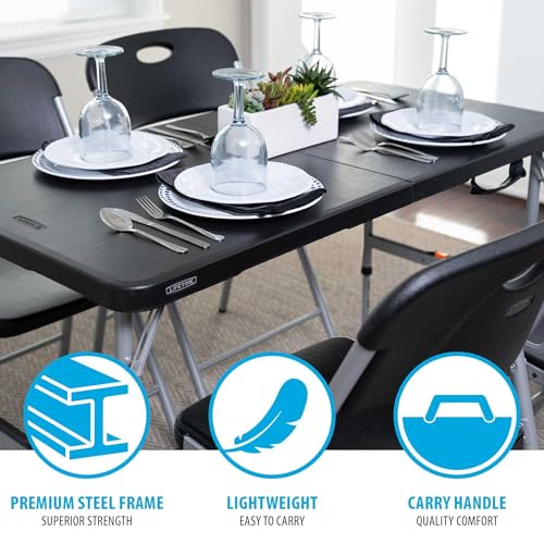 Lifetime Fold-in-Half Adjustable Folding Table, 4-Foot