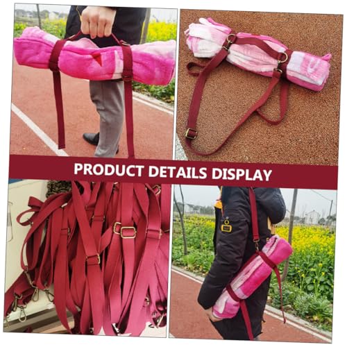 NOLITOY Elastic Picnic Blanket Carry Strap with Handle, Sturdy Red Yoga Mat Carrying Strap for Outdoor Travel and Camping