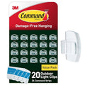 Command Outdoor Light Clips, 20 Clear Clips and 24 Command Strips, Damage-Free Hanging Outdoor Light Clips with Weather Resistant Strips, Wall Clip for Hanging Outdoor Lights and Cable Management - size: 20 Clips