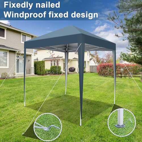 6.5x6.5ft Outdoor Pop Up Canopy Tents,Portable Instant Folding Shelter Gazebos,Waterproof Beach Tents,Easy Up Instant Commercial Canopy Tent,with Carry Bag,for Garden Event Wedding Party BBQ (Blue) - color: Blue, size: 6.5x6.5ft